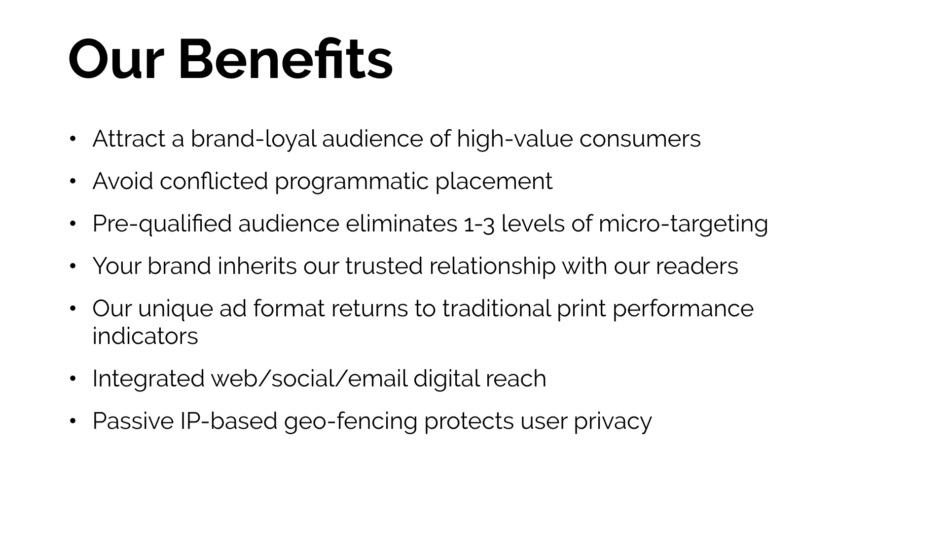 Our Benefits