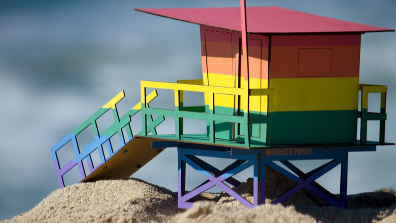 Venice Pride Flag Lifeguard Tower Replica
